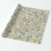 Zachte Groene  William Morris Honeysuckle Cadeaupapier (Uitgerold)