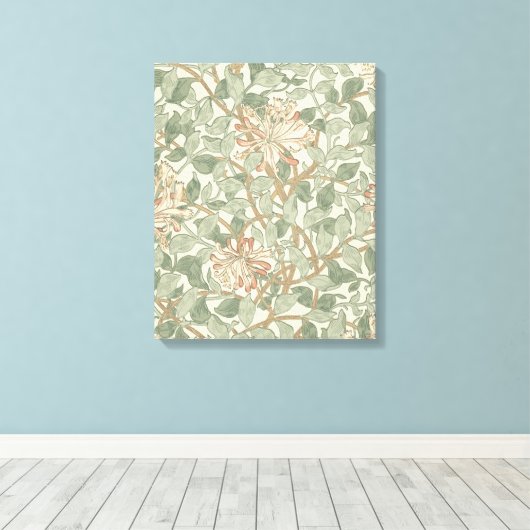 Zachte Groene  William Morris Honeysuckle Canvas Afdruk (Insitu (Houten vloer))