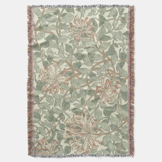 Zachte Groene  William Morris Honeysuckle Deken (Voorkant Verticaal)