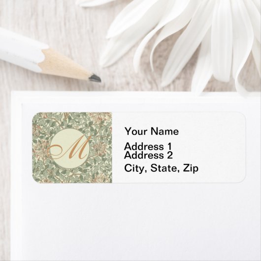 Zachte Groene William Morris Honeysuckle Etiket (Insitu)