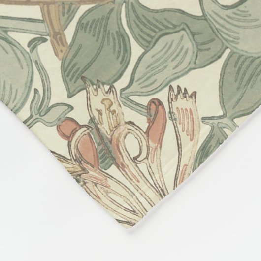 Zachte Groene William Morris Honeysuckle Fleece Deken (Hoek)