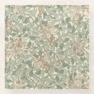 Zachte Groene  William Morris Honeysuckle Glazen Onderzetter