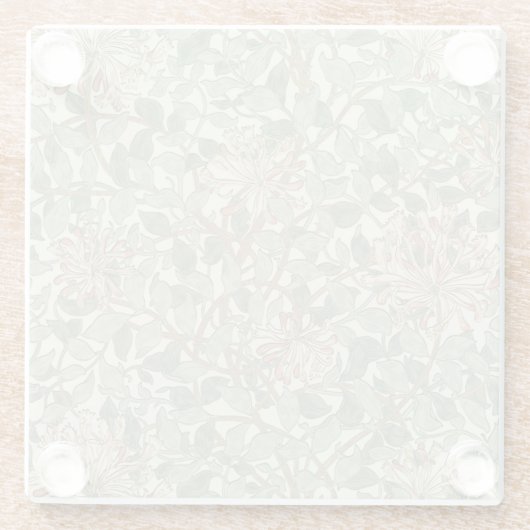 Zachte Groene  William Morris Honeysuckle Glazen Onderzetter (Achterkant)