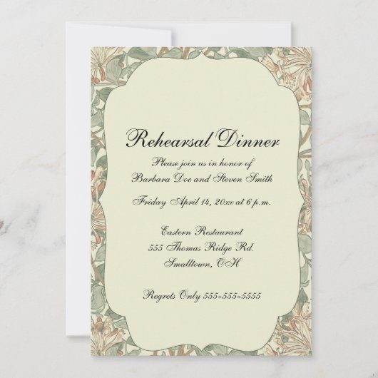 Zachte Groene William Morris Honeysuckle Kaart (Voorkant)