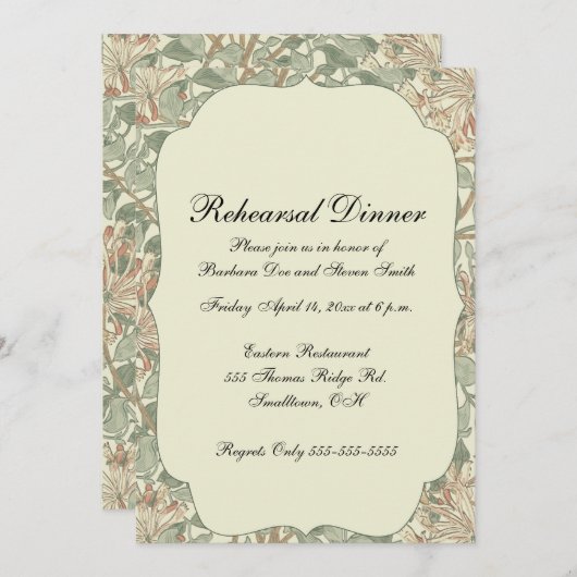 Zachte Groene William Morris Honeysuckle Kaart (Voorkant / Achterkant)