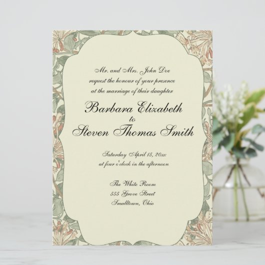 Zachte Groene William Morris Honeysuckle Kaart (Staand voorkant)