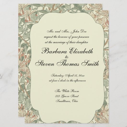 Zachte Groene  William Morris Honeysuckle Kaart (Voorkant / Achterkant)