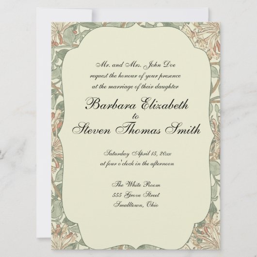 Zachte Groene William Morris Honeysuckle Kaart (Voorkant)