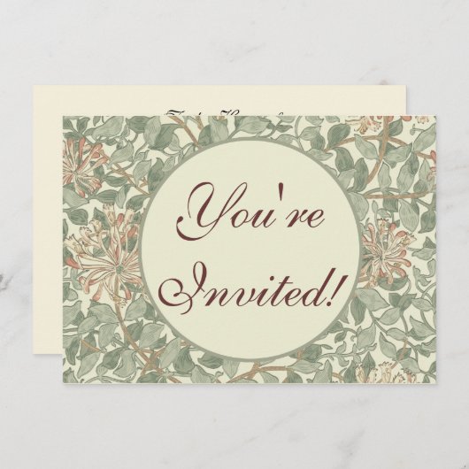 Zachte Groene  William Morris Honeysuckle Kaart (Voorkant / Achterkant)