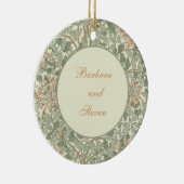 Zachte Groene  William Morris Honeysuckle Keramisch Ornament (Rechts)