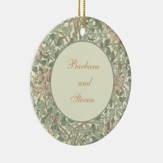 Zachte Groene  William Morris Honeysuckle Keramisch Ornament (Rechts)