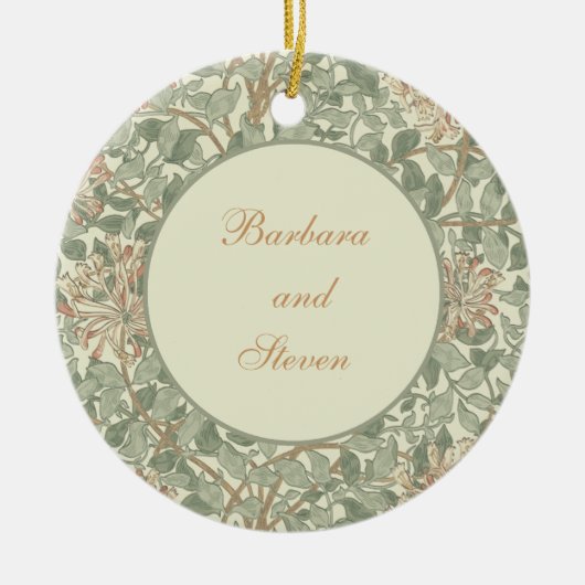 Zachte Groene  William Morris Honeysuckle Keramisch Ornament (Voorkant)