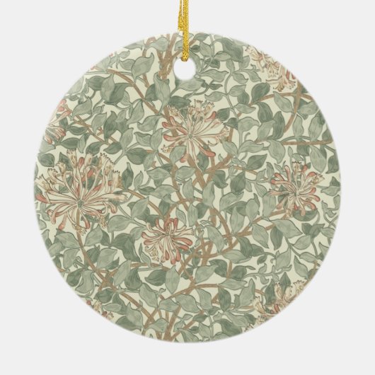 Zachte Groene  William Morris Honeysuckle Keramisch Ornament (Achterkant)