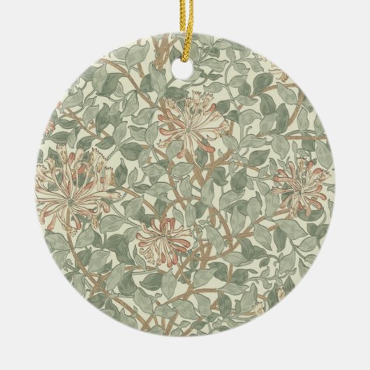 Zachte Groene  William Morris Honeysuckle Keramisch Ornament (Voorkant)