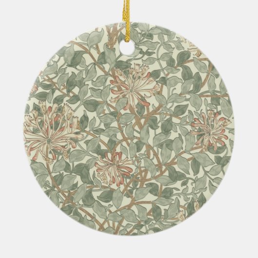 Zachte Groene William Morris Honeysuckle Keramisch Ornament (Achterkant)