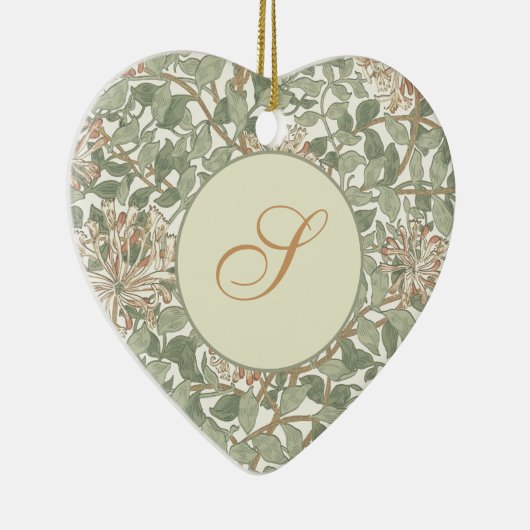 Zachte Groene William Morris Honeysuckle Keramisch Ornament (Rechts)