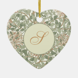 Zachte Groene William Morris Honeysuckle Keramisch Ornament