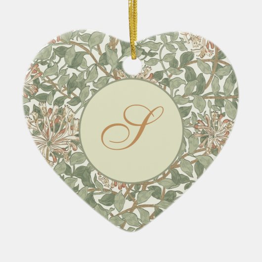 Zachte Groene William Morris Honeysuckle Keramisch Ornament (Voorkant)