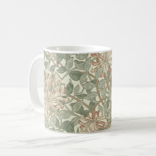 Zachte Groene  William Morris Honeysuckle Koffiemok (Voorkant links)
