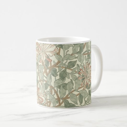 Zachte Groene William Morris Honeysuckle Koffiemok (Voorkant rechts)