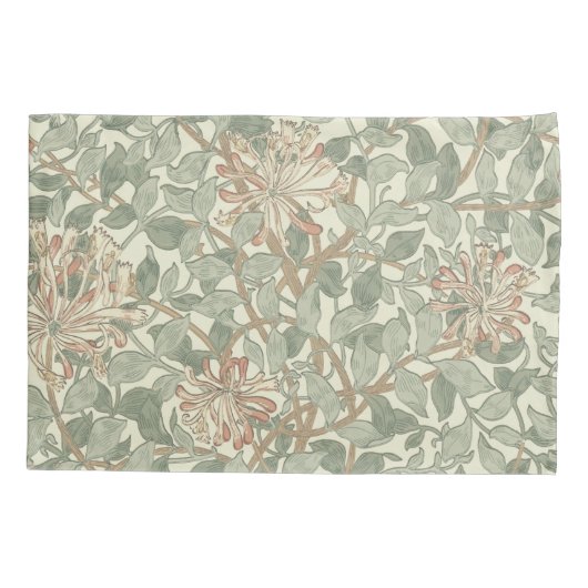 Zachte Groene William Morris Honeysuckle Kussensloop (Achterkant)