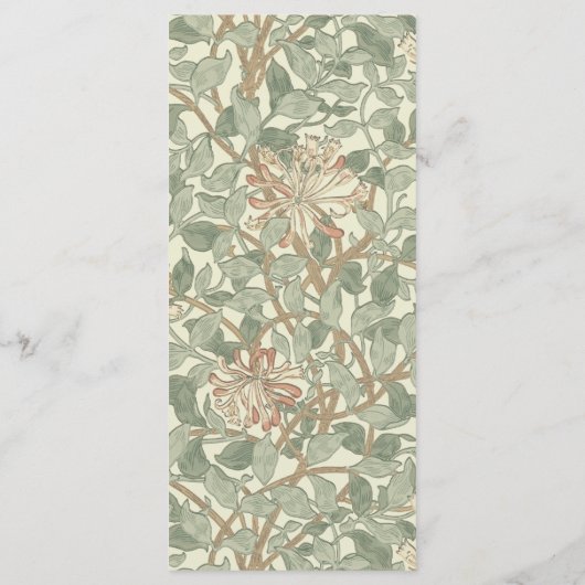 Zachte Groene  William Morris Honeysuckle Menu (Achterkant)