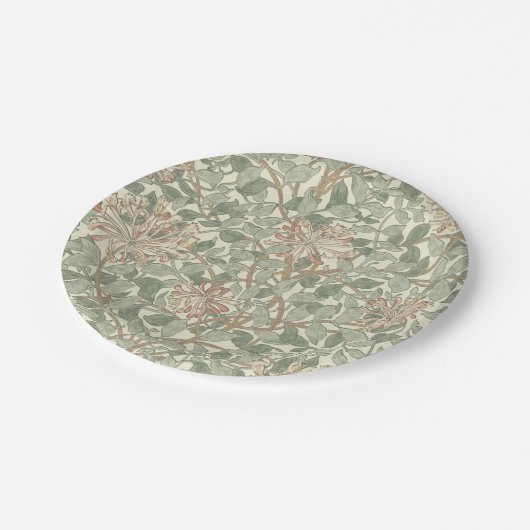 Zachte Groene  William Morris Honeysuckle Papieren Bordje (Gekanteld)
