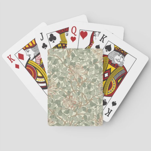Zachte Groene William Morris Honeysuckle Pokerkaarten (Achterkant)