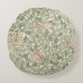 Zachte Groene  William Morris Honeysuckle Rond Kussen (Voorkant)