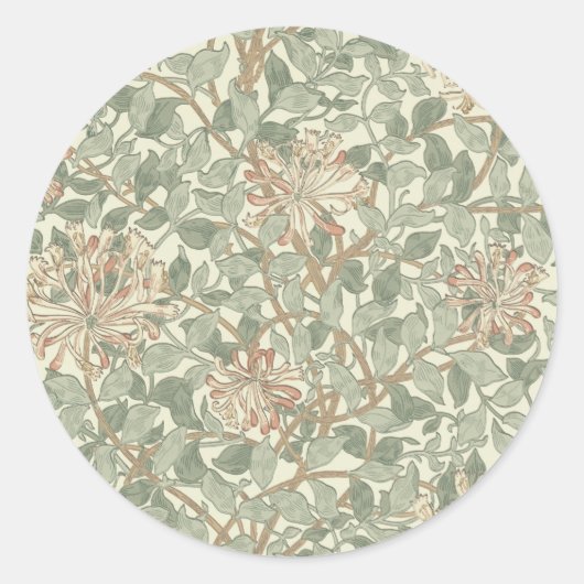 Zachte Groene  William Morris Honeysuckle Ronde Sticker (Voorkant)