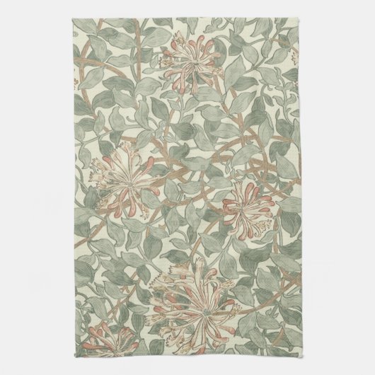 Zachte Groene William Morris Honeysuckle Theedoek (Verticaal)