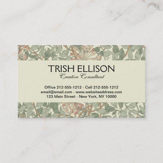 Zachte Groene  William Morris Honeysuckle Visitekaartje (Achterkant)