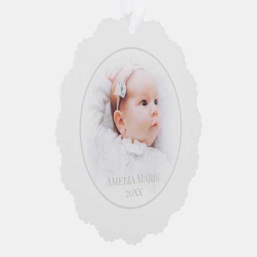 Zachte grootouder kerstfoto (Bleke achtergrond) Ornament Kaart (Rechts)