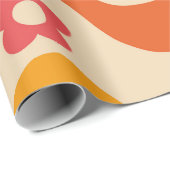 Zachte groovy bloemenpatroon op retro golven cadeaupapier (Rol Hoek)