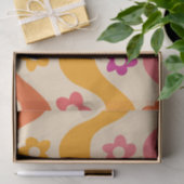 Zachte groovy bloemenpatroon op retro golven tissuepapier (Geschenk)