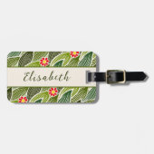 Zachte groovy hippie rode groene madeliefjes bloem bagagelabel (Voorkant horizontaal)