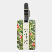 Zachte groovy hippie rode groene madeliefjes bloem bagagelabel (Voorkant verticaal)