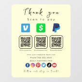 Zachte Groovy Multi QR Code Paypal Venmo Cash App Raamsticker (Vel)