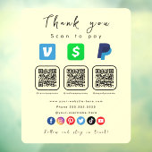 Zachte Groovy Multi QR Code Paypal Venmo Cash App Raamsticker (Vel 3)