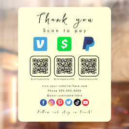 Zachte Groovy Multi QR Code Paypal Venmo Cash App Raamsticker