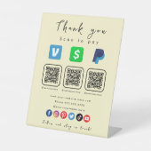 Zachte Groovy Multi QR Code Paypal Venmo Cash App Reclamebord Met Voetstuk (Voorkant)