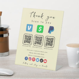 Zachte Groovy Multi QR Code Paypal Venmo Cash App Reclamebord Met Voetstuk