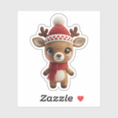 Zachte Haakrendier Kerststicker Sticker (Vel)