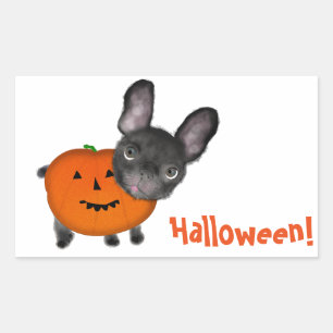 Zachte Halloween Bulldog Rechthoekige Stickers, Gl Sticker