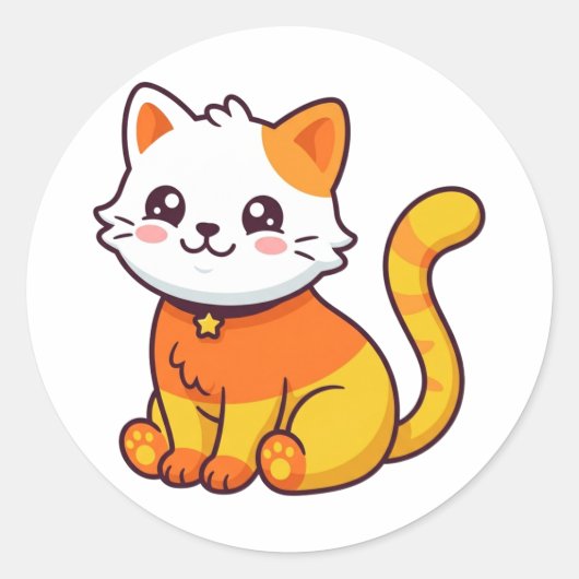 Zachte Halloween Candy Corn Kat Herfst Sticker (Voorkant)