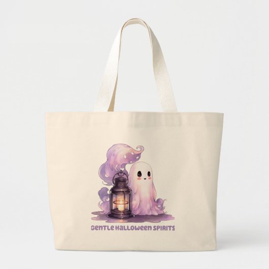 Zachte Halloween Geesten Grote Tote Bag (Voorkant)