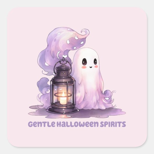 Zachte Halloween Geesten Vierkante Sticker (Voorkant)