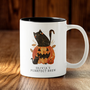 Zachte Halloween Kat Maatwerk Tweekleurige Koffiemok