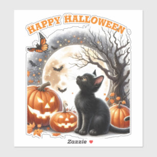 Zachte Halloween Kat op maat gesneden vinyl sticke Sticker
