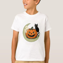 Zachte Halloween kat op pompoen kids T-shirt
